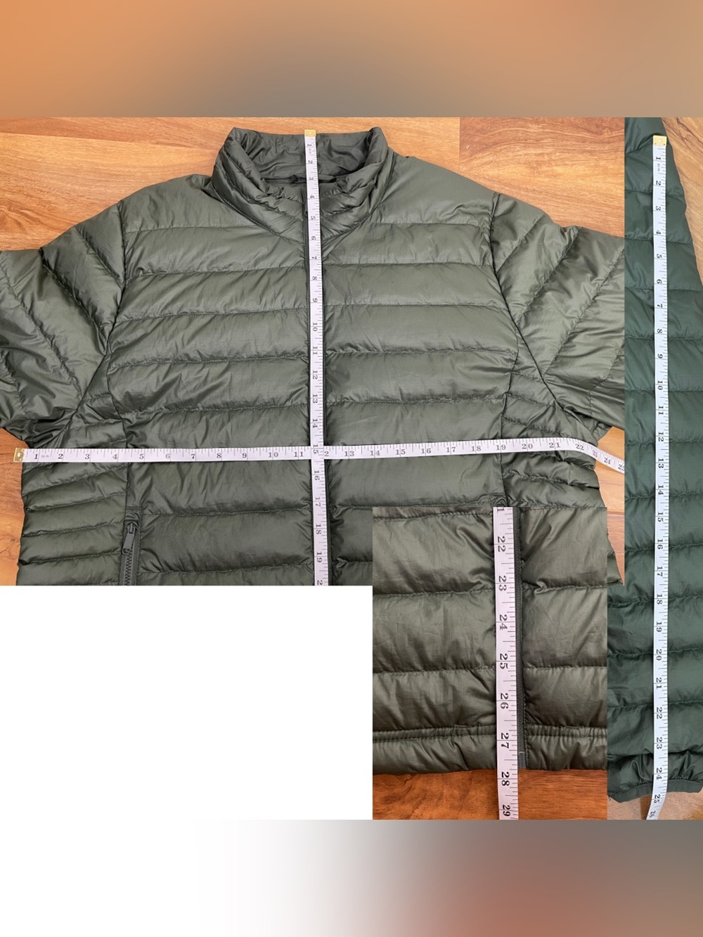 Quince Womens Lightweight Goose Down Packable Puffer Jacket Olive Green Loden XL - Picture 8 of 9